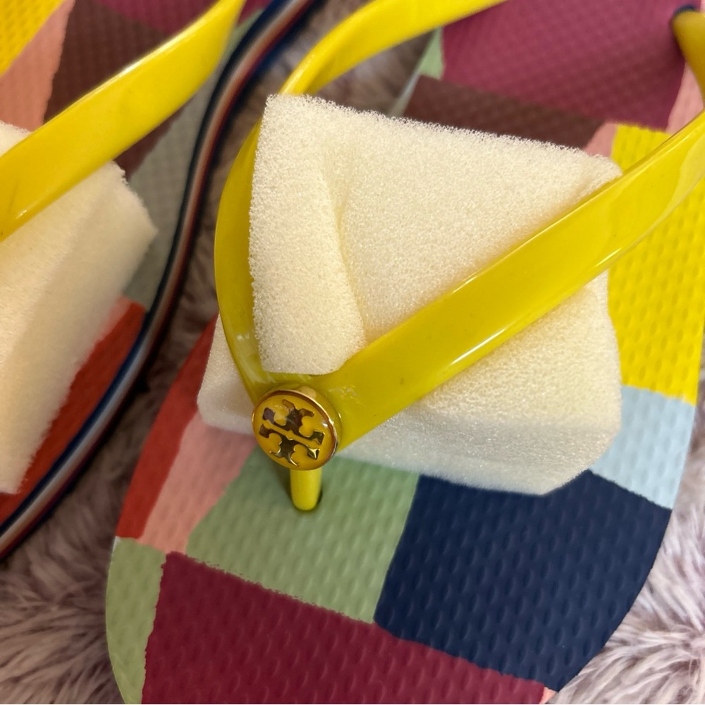 Tory Burch Multicolor Patchwork Flip Flops with Y… - image 2